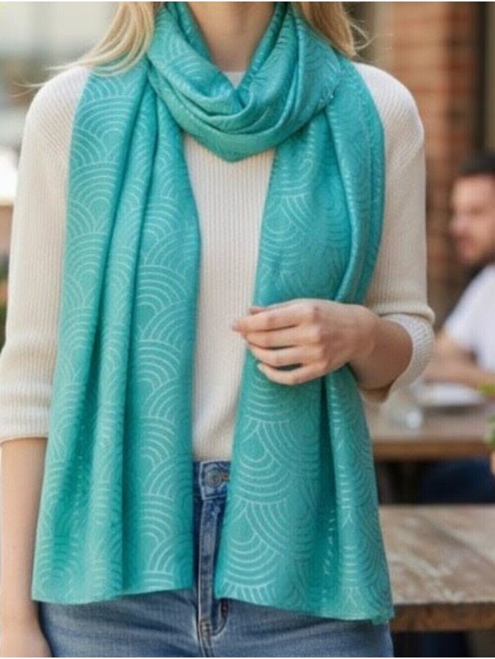 New Kurt Geiger Metallic Rainbow Oblong Scarf Green Lightweight 80" x 30"